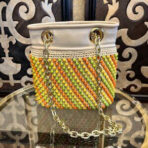 Italy wooden balls chain handle handbag